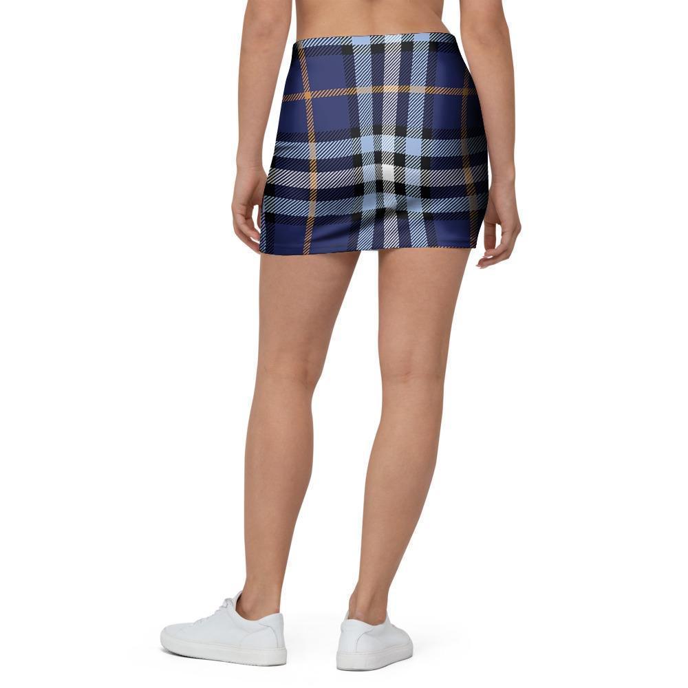Blue Navy Plaid Tartan Mini Skirt-grizzshop