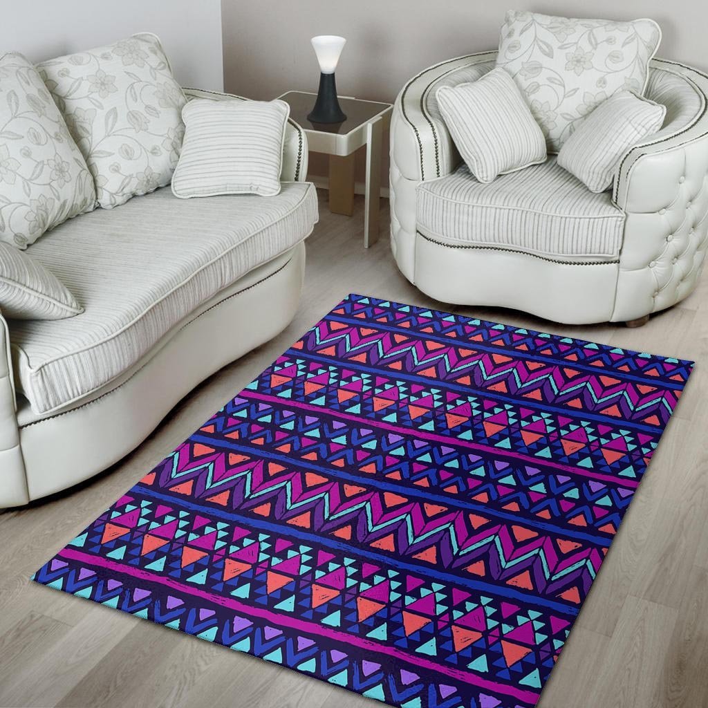 Blue Neon Color Indian Aztec Floor Mat-grizzshop