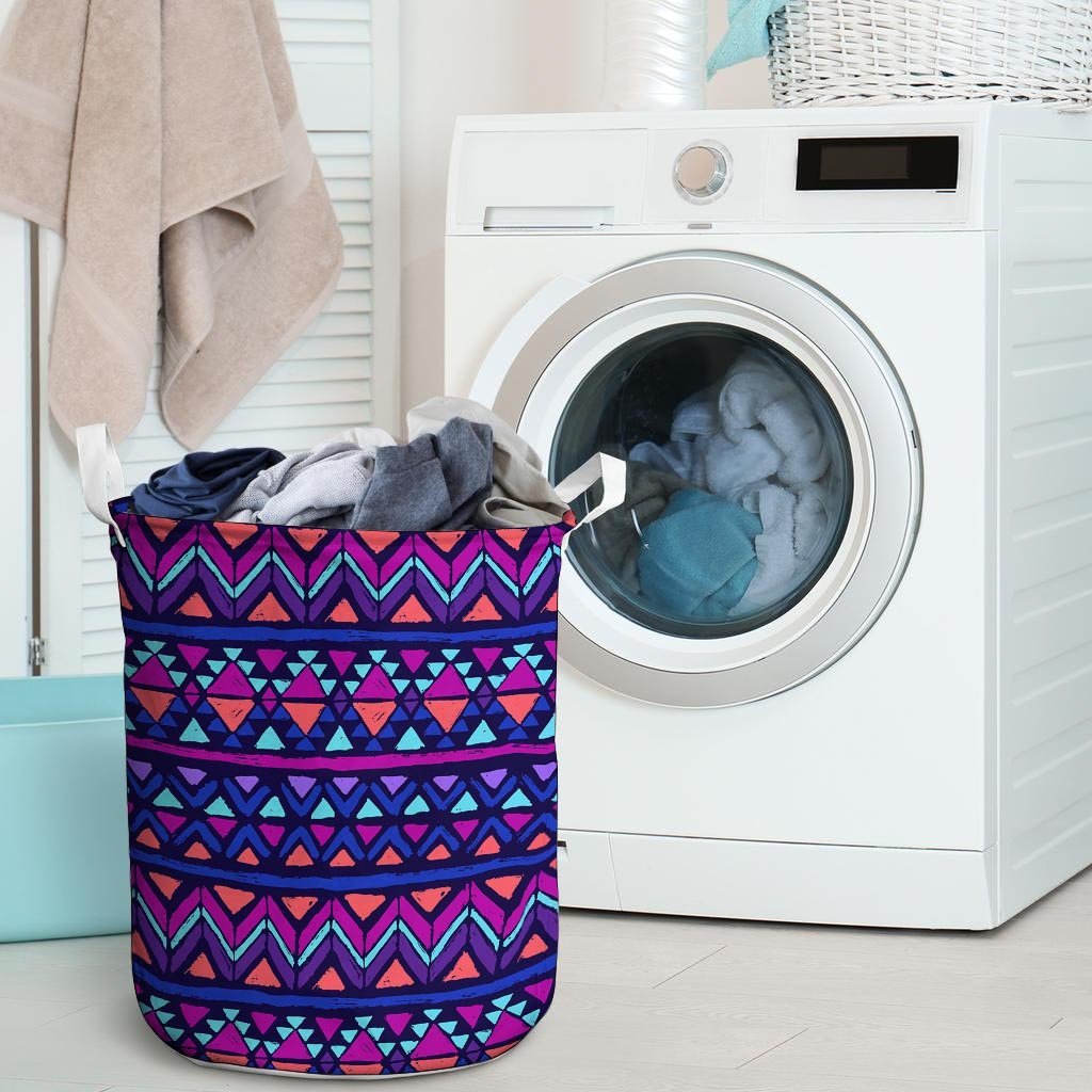 Blue Neon Color Indian Aztec Laundry Basket-grizzshop