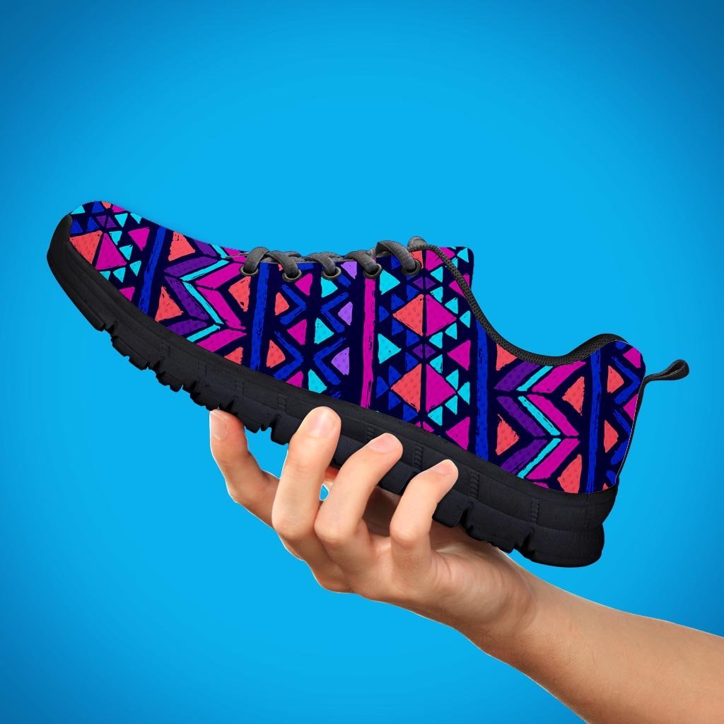 Blue Neon Color Indian Aztec Women's Sneakers-grizzshop