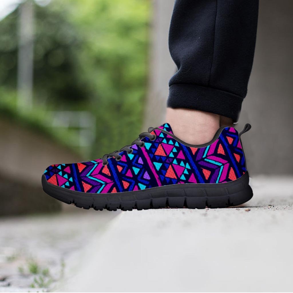 Blue Neon Color Indian Aztec Women's Sneakers-grizzshop