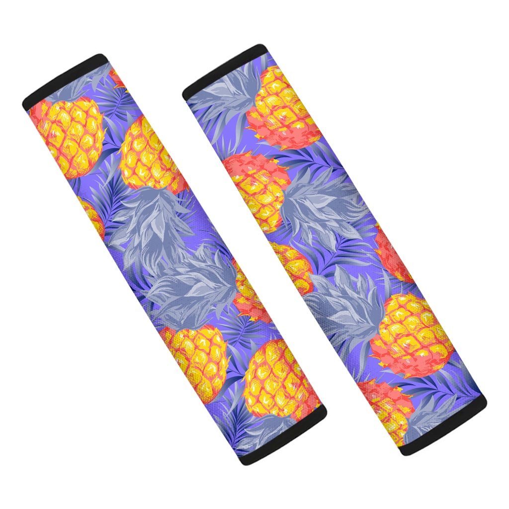 Blue Neon Pineapple Hawaiian Print Seat Belt Cover-grizzshop