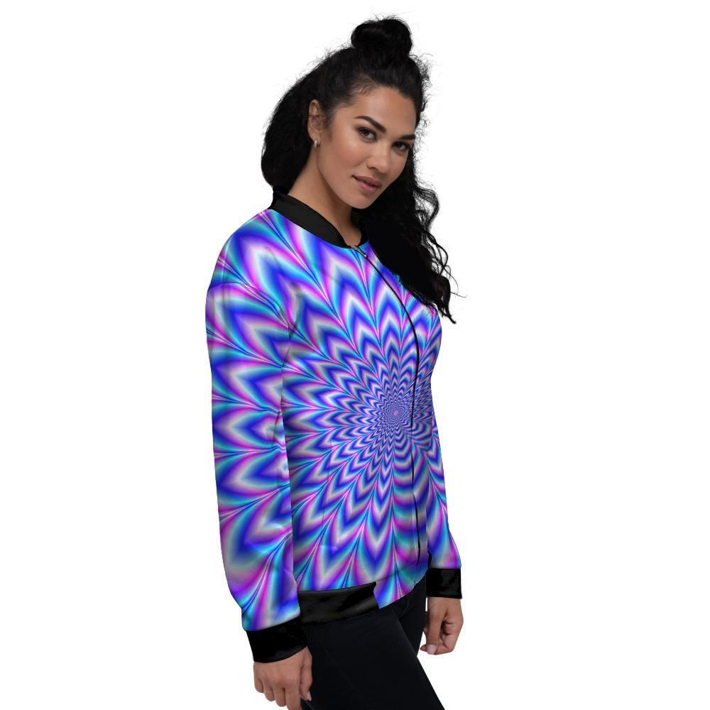 Blue Optical illusion Women's Bomber Jacket-grizzshop