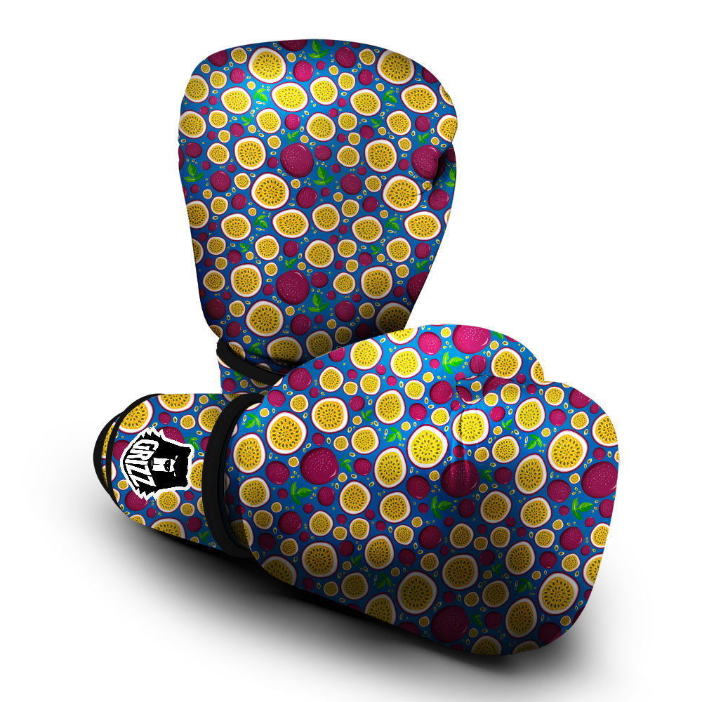 Blue Passion Fruit Print Pattern Boxing Gloves-grizzshop