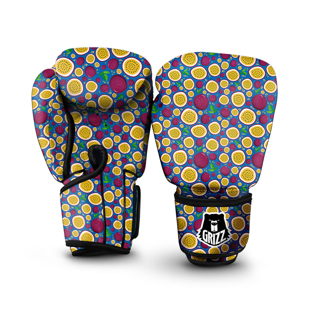 Blue Passion Fruit Print Pattern Boxing Gloves-grizzshop
