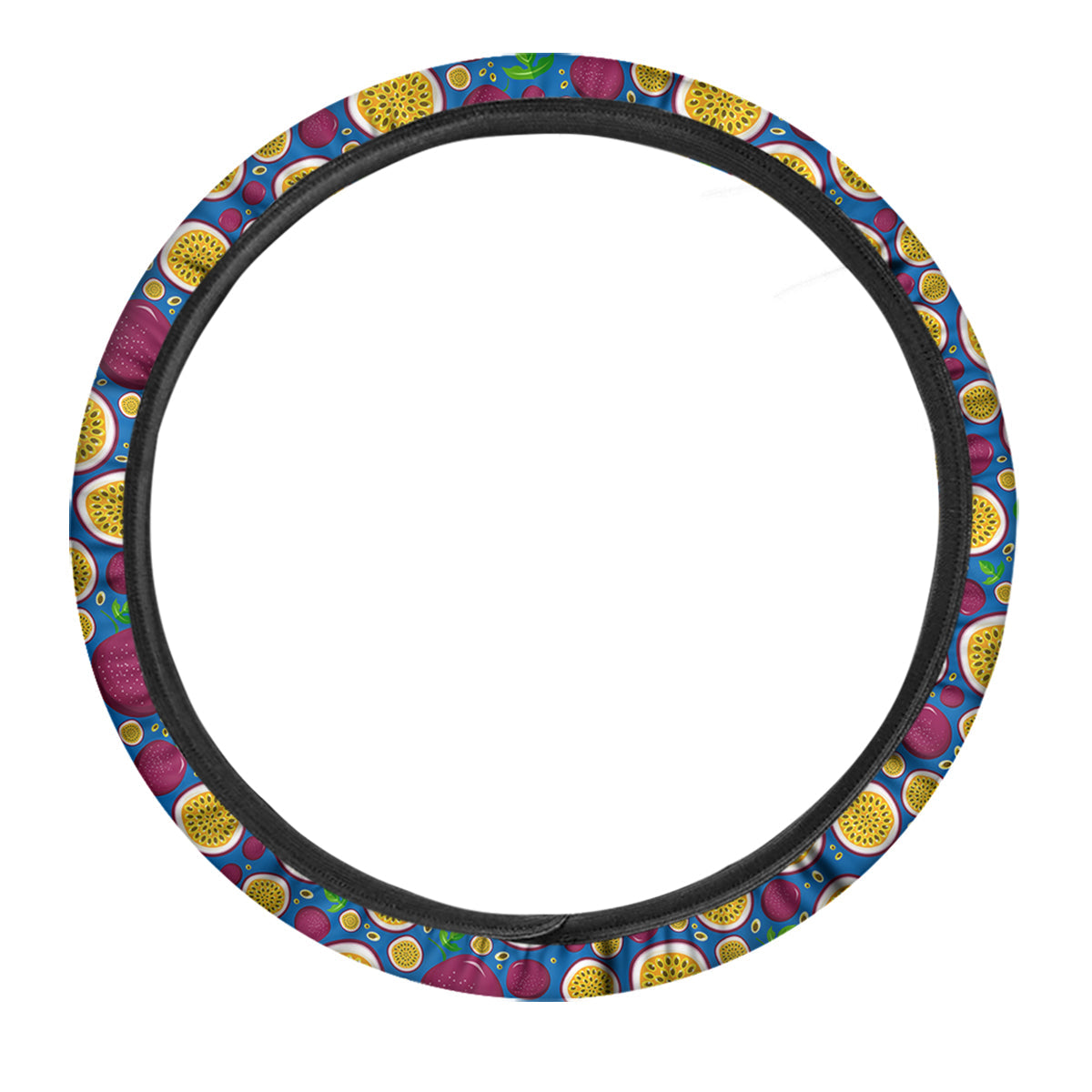 Blue Passion Fruit Print Pattern Car Steering Wheel Cover-grizzshop