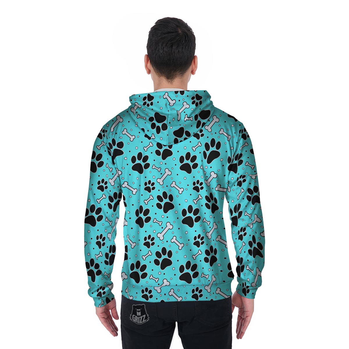 Blue Paw Men's Zip Up Hoodie-grizzshop