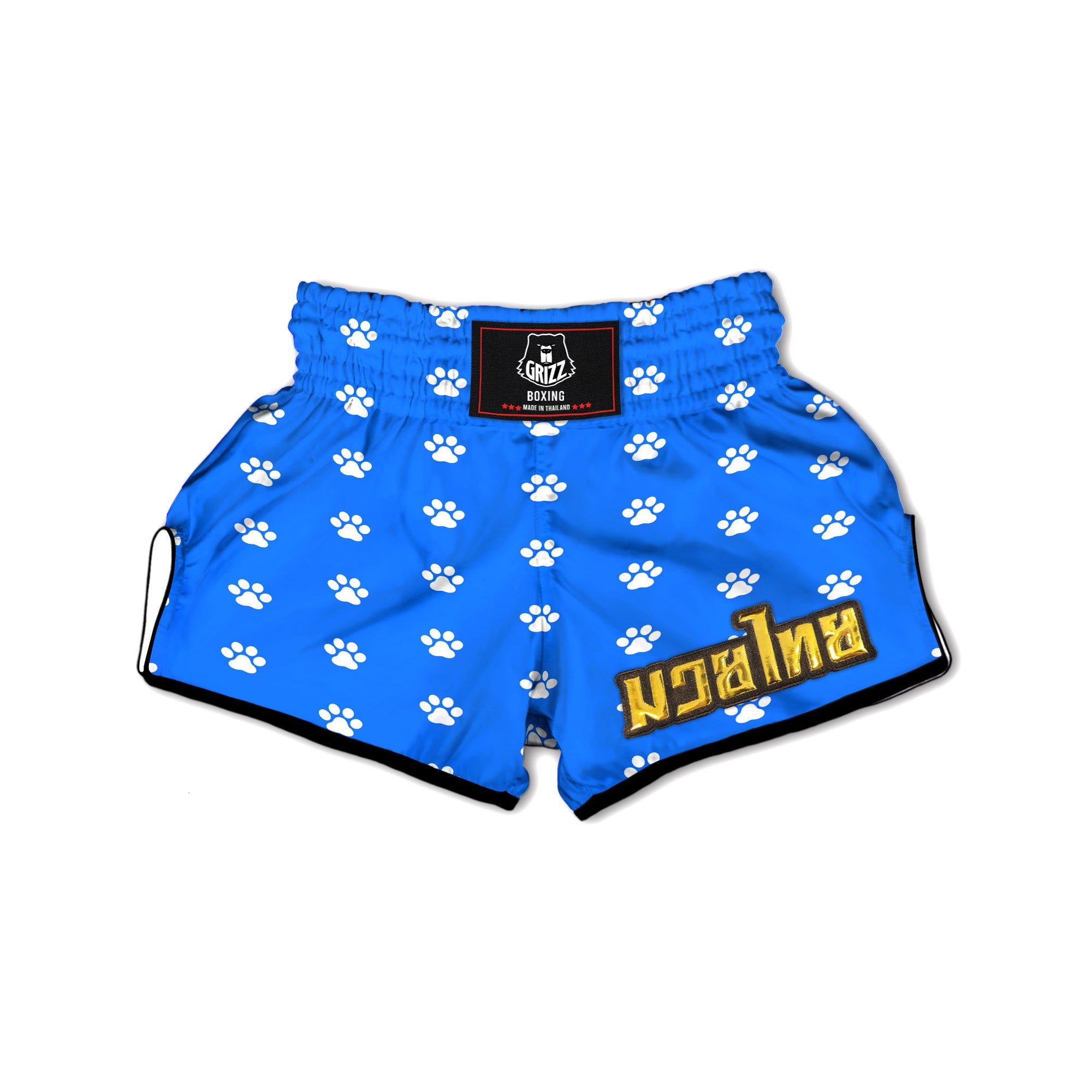 Blue Paw Print Muay Thai Boxing Shorts-grizzshop