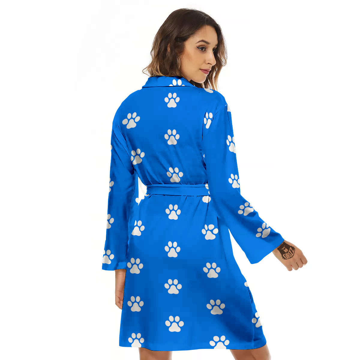 Blue Paw Print Women's Robe-grizzshop