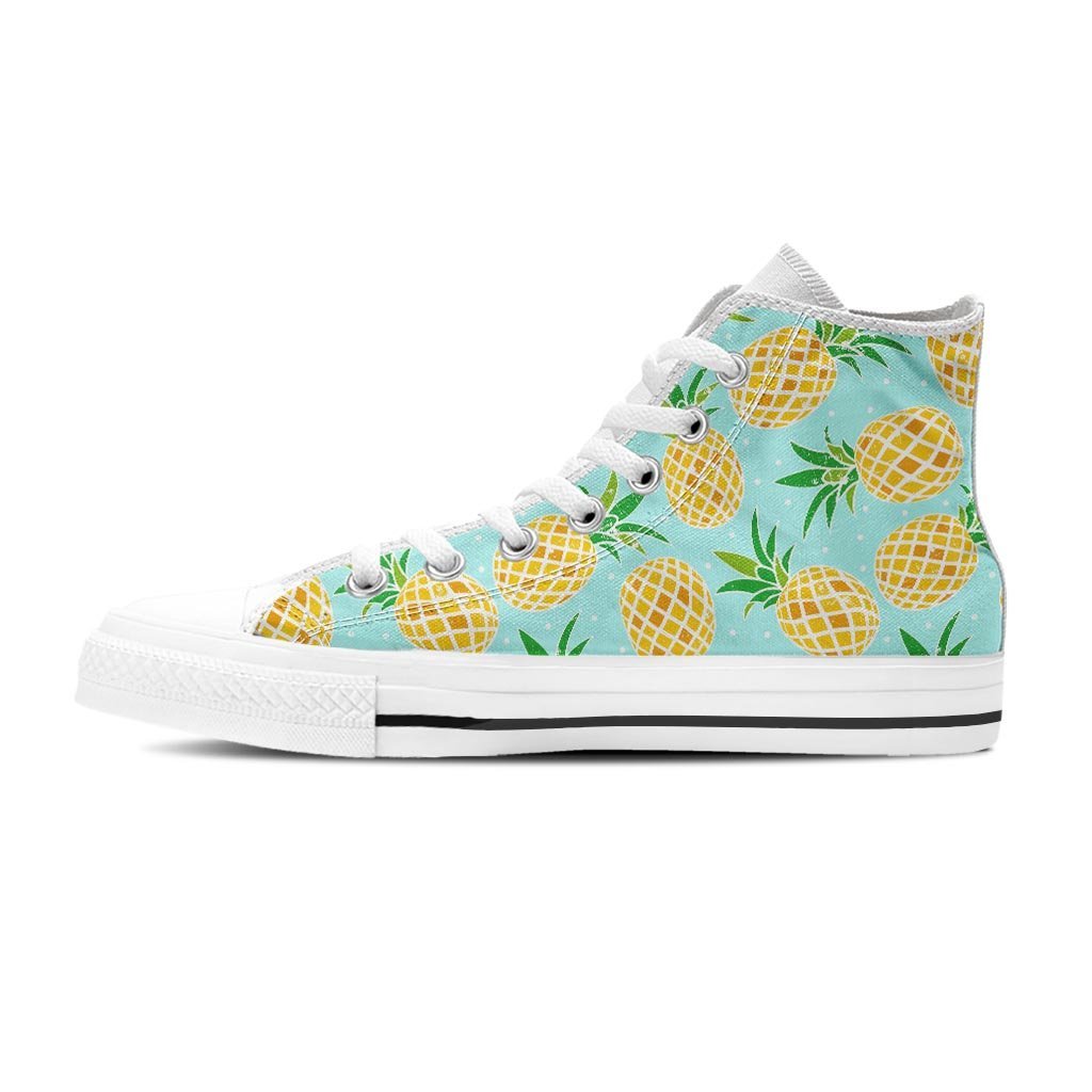 Blue Pineapple Print Women's High Top Shoes-grizzshop