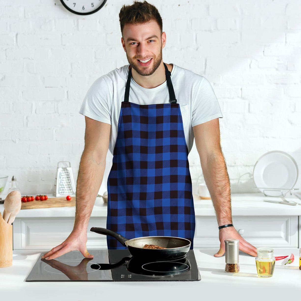 Blue Plaid Men's Apron-grizzshop