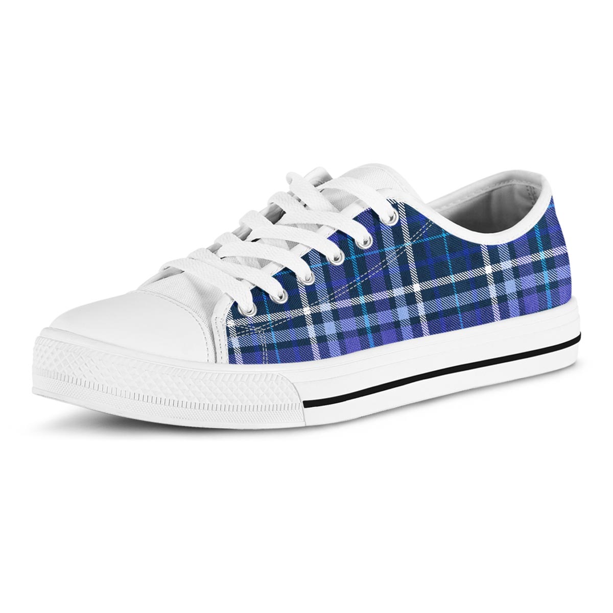Blue Plaid Tartan Men's Low Top Shoes-grizzshop