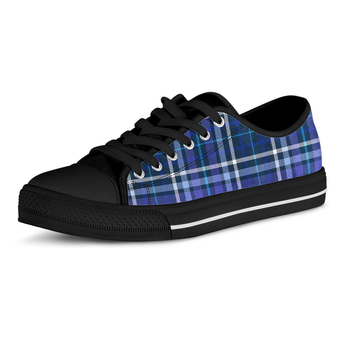 Blue Plaid Tartan Men's Low Top Shoes-grizzshop