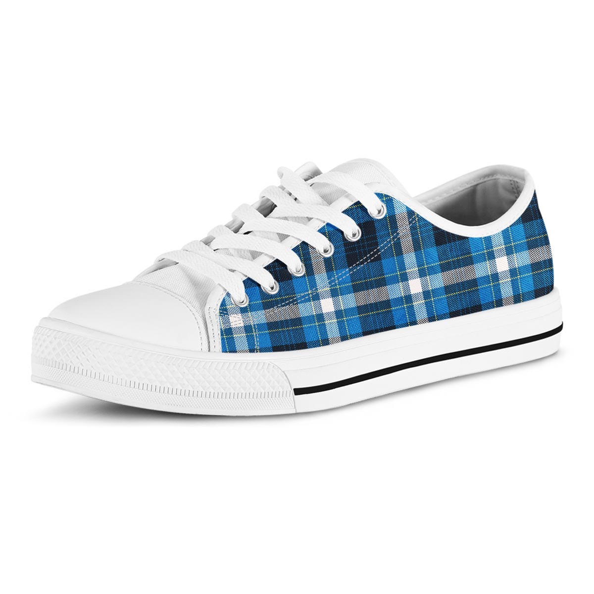 Blue Plaid Tartan Scottish Men's Low Top Shoes-grizzshop