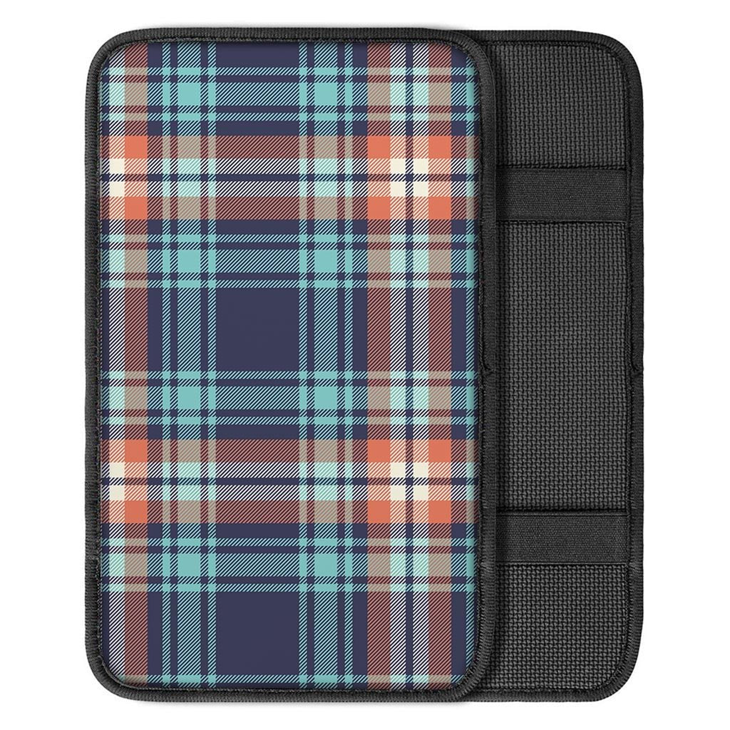 Blue Plaid Tartan Scottish Print Car Console Cover-grizzshop