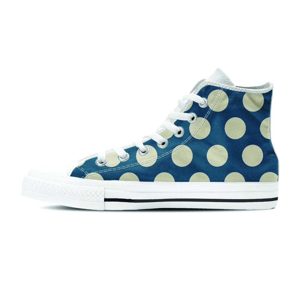 Blue Polka Dot Women's High Top Shoes-grizzshop
