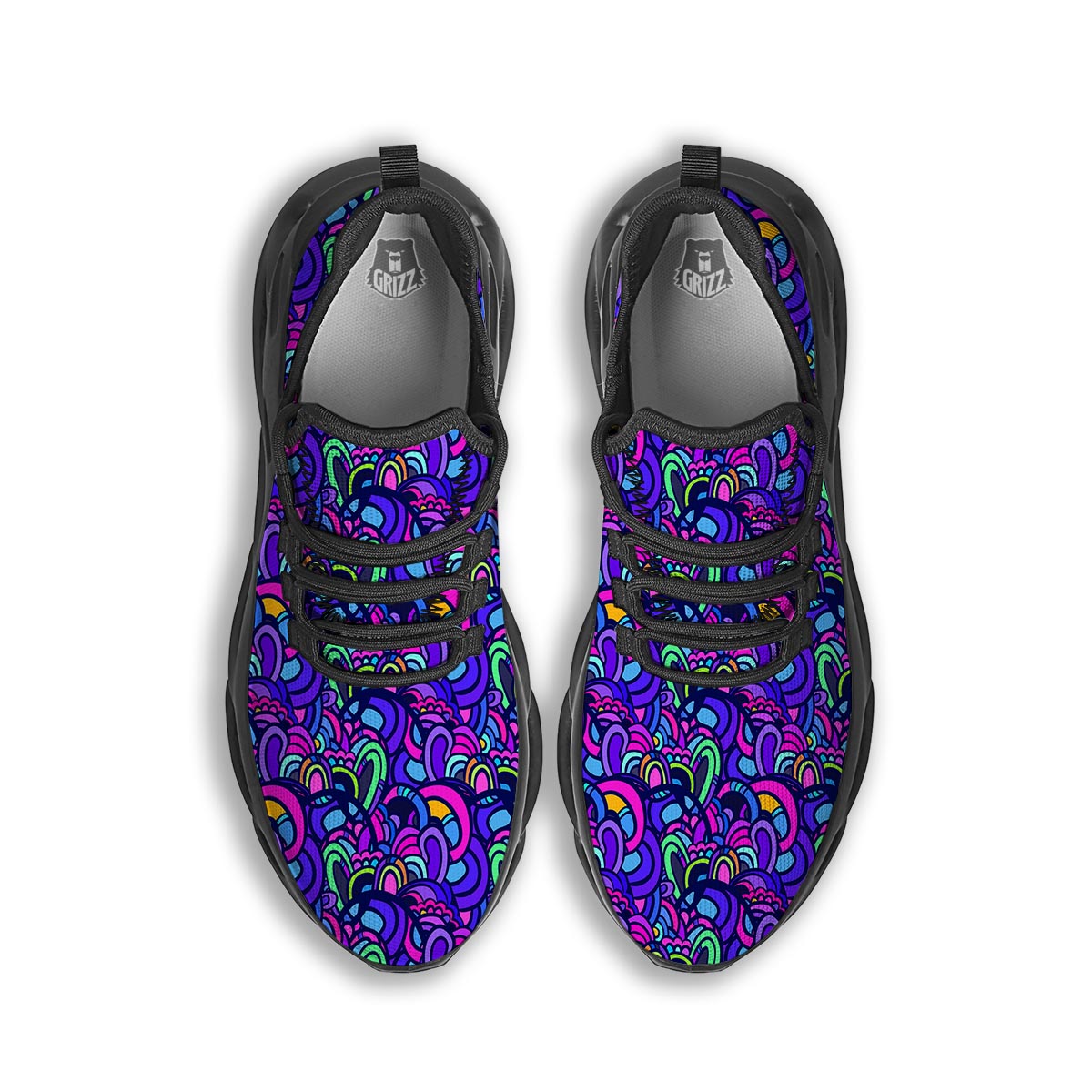 Blue Psychedelic Black Running Shoes-grizzshop