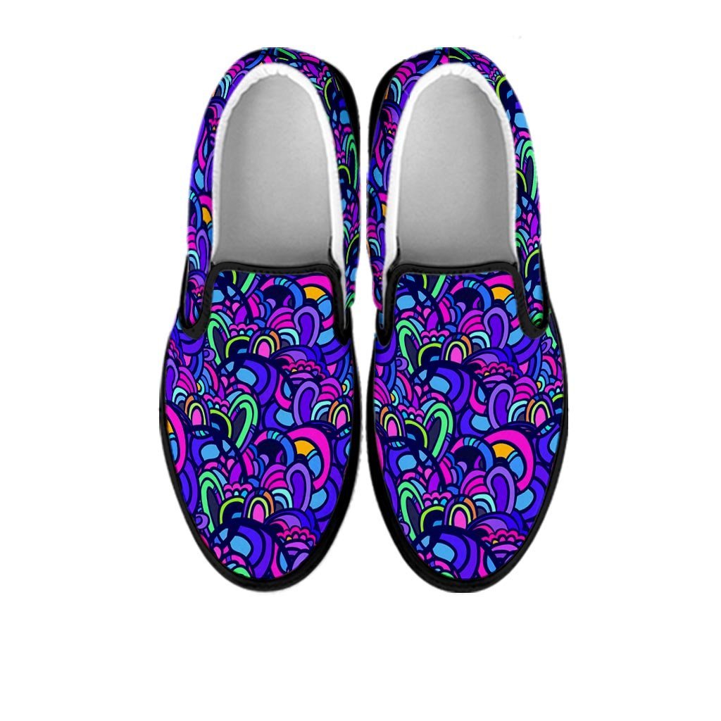 Blue Psychedelic Men's Slip On Sneakers-grizzshop