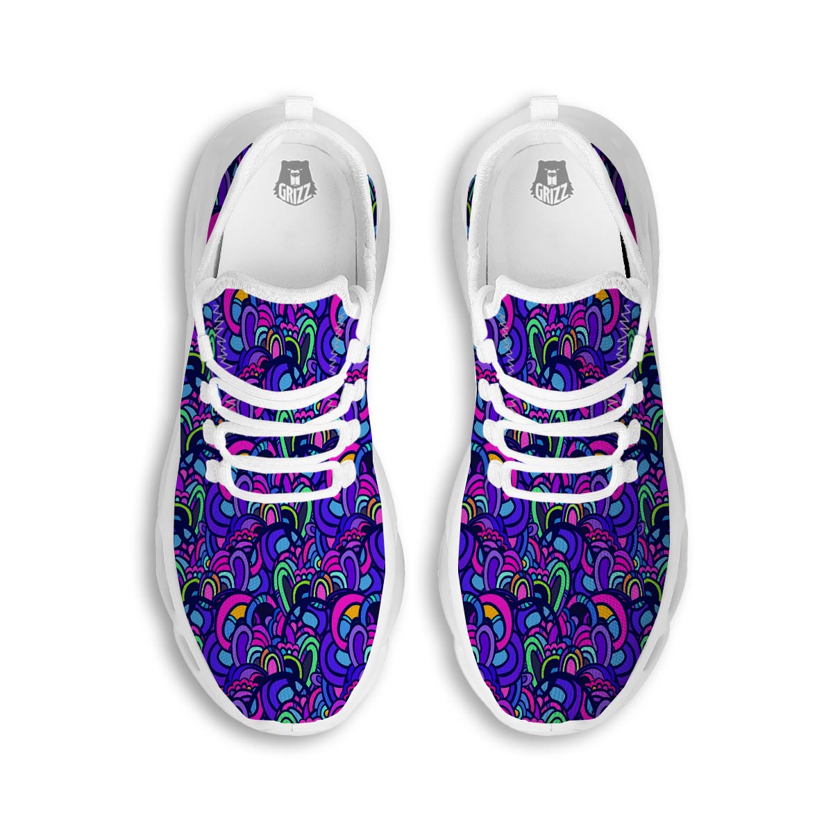 Blue Psychedelic White Running Shoes-grizzshop
