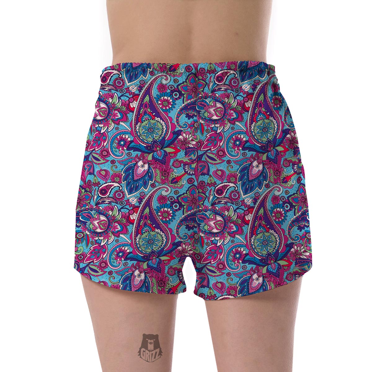 Blue Purple Red Paisley Pattern Print Women's Shorts-grizzshop