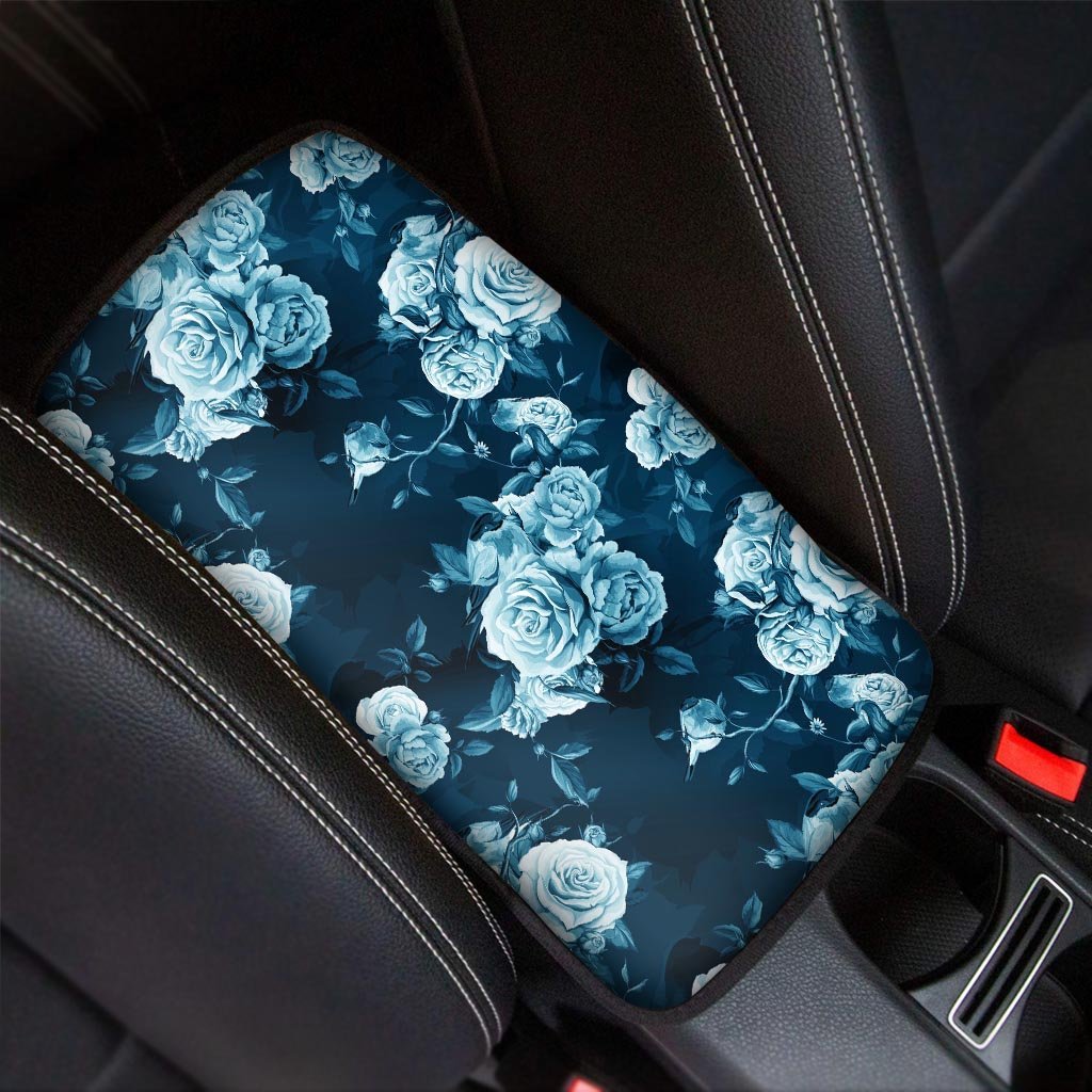Blue Rose Floral Print Car Console Cover-grizzshop