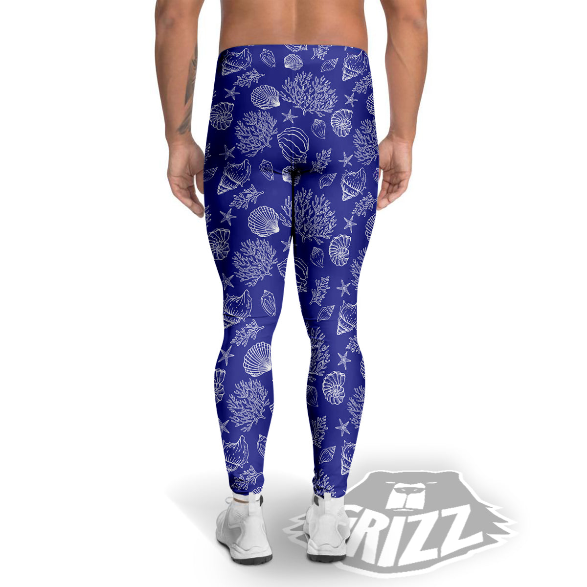 Blue Sea Corals Print Pattern Men's Leggings-grizzshop