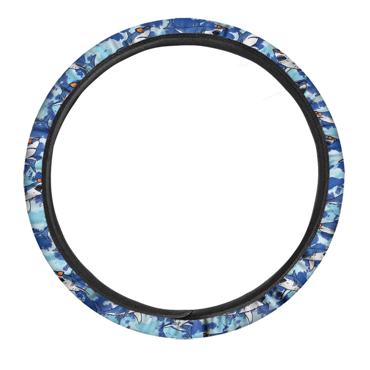 Blue Shark Print Pattern Car Steering Wheel Cover-grizzshop