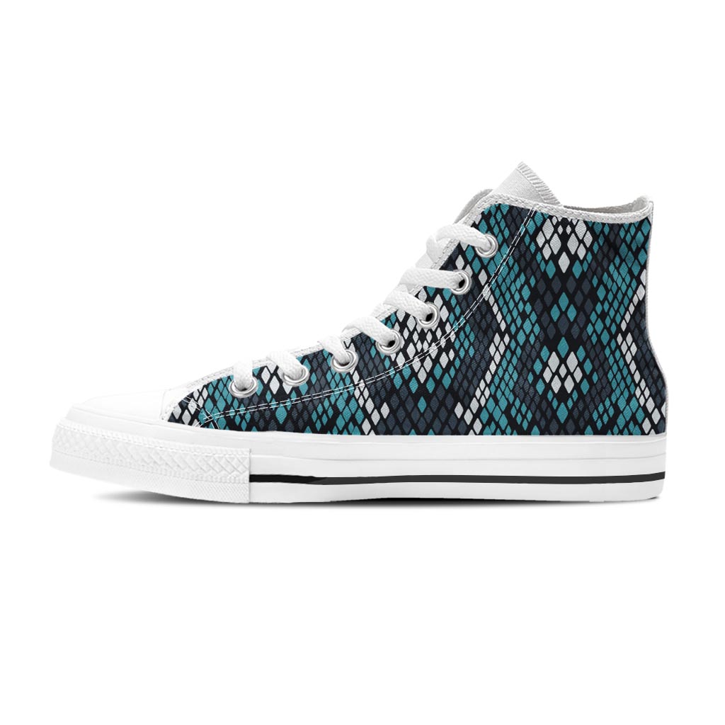 Blue Snakeskin Women's High Top Shoes-grizzshop