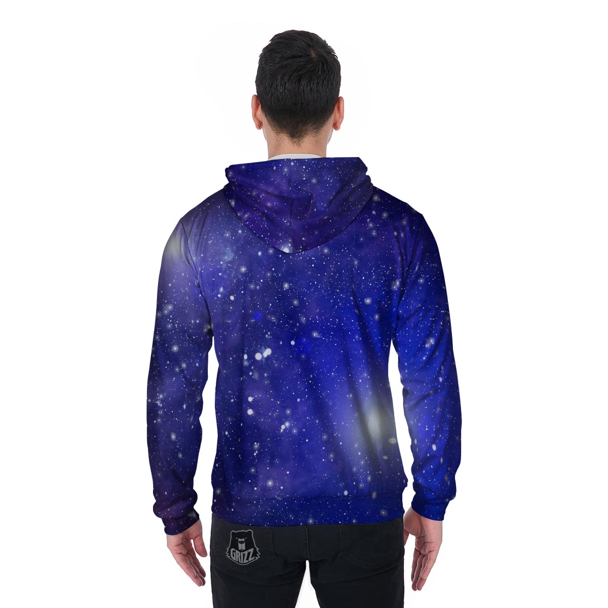 Blue Stardust Space Galaxy Men's Zip Up Hoodie-grizzshop