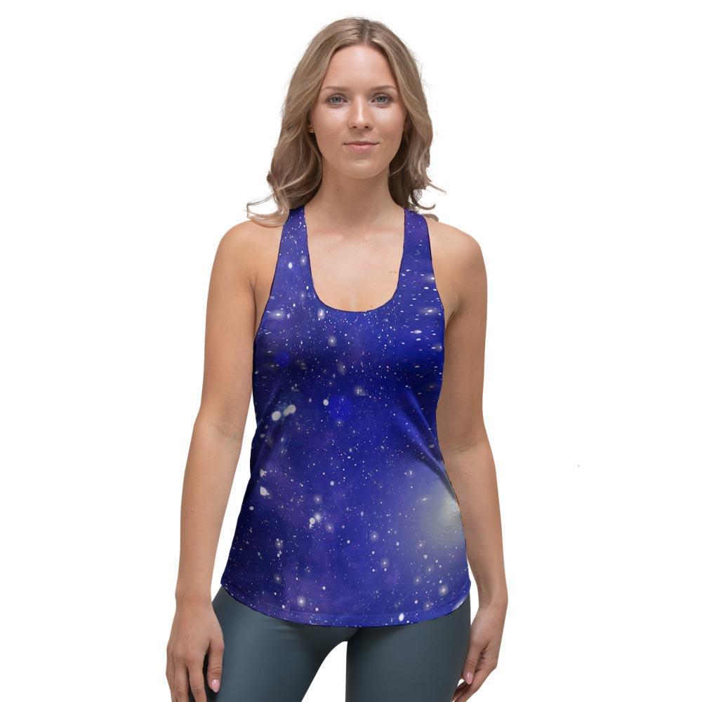 Blue Stardust Space Galaxy Women's Racerback Tank Top-grizzshop