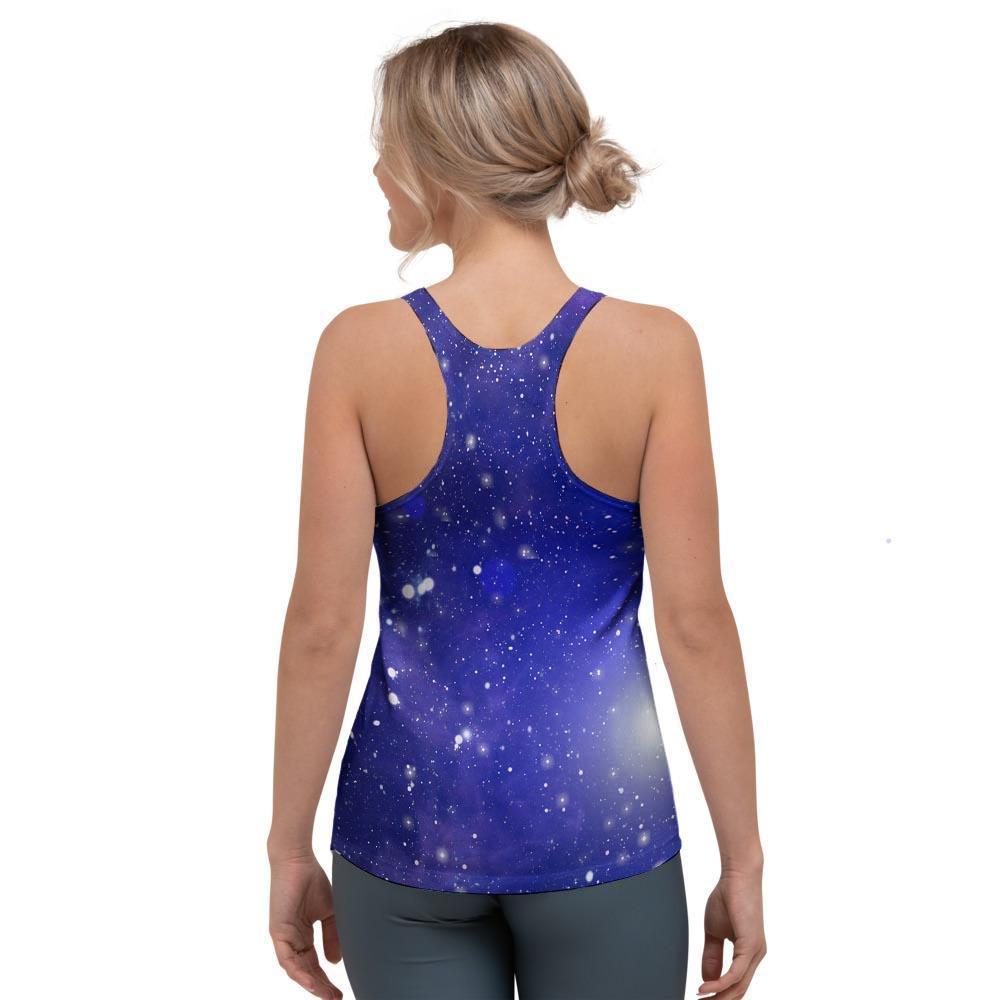Blue Stardust Space Galaxy Women's Racerback Tank Top-grizzshop