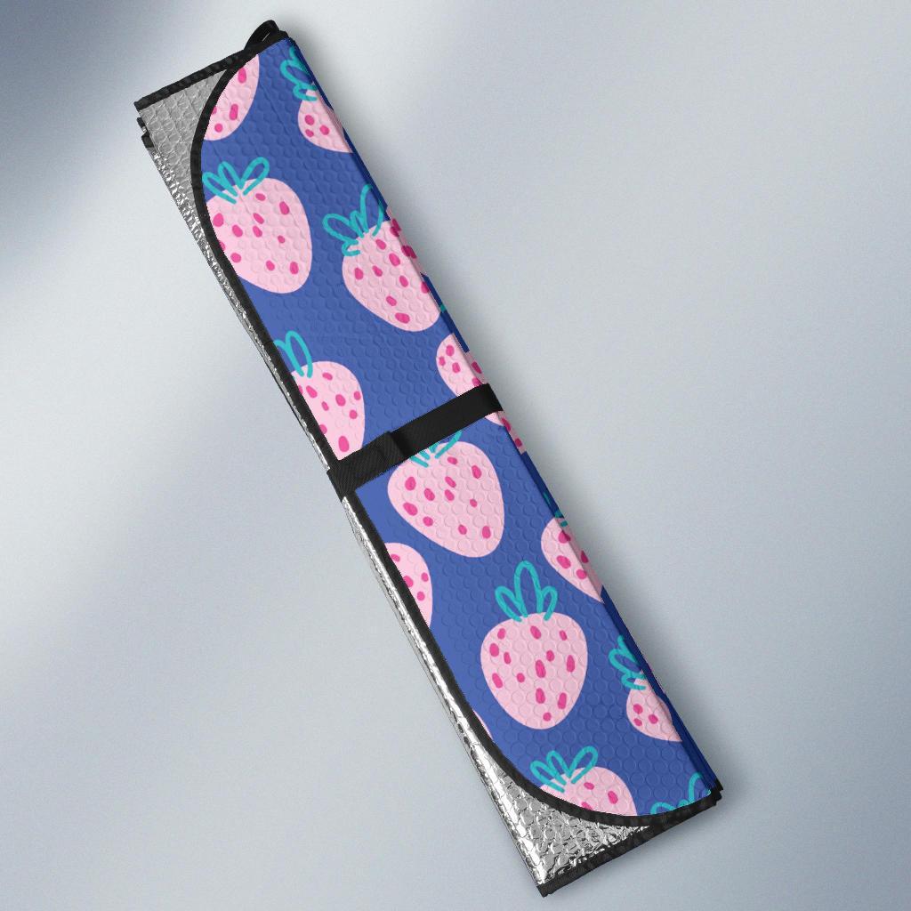 Blue Strawberry Pattern Print Car Sun Shade-grizzshop