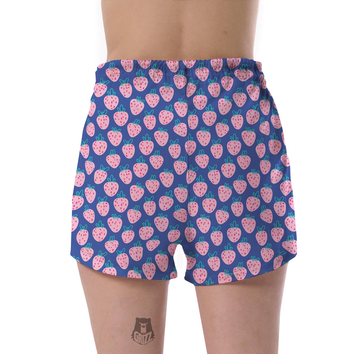 Blue Strawberry Pattern Print Women's Shorts-grizzshop