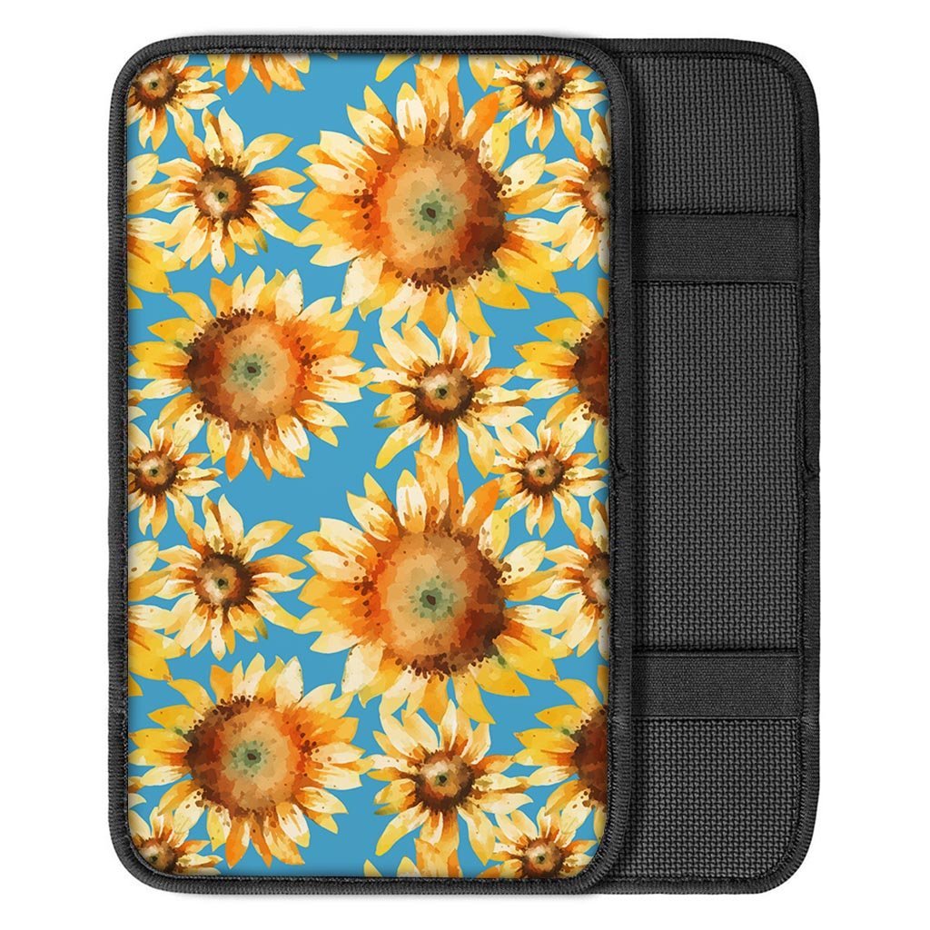 Blue Sunflower Car Console Cover-grizzshop