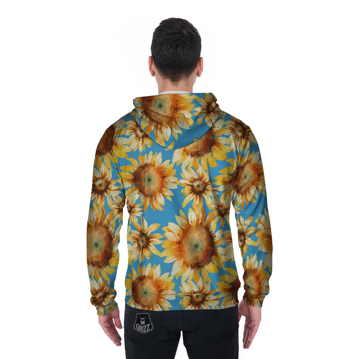 Blue Sunflower Men's Zip Up Hoodie-grizzshop