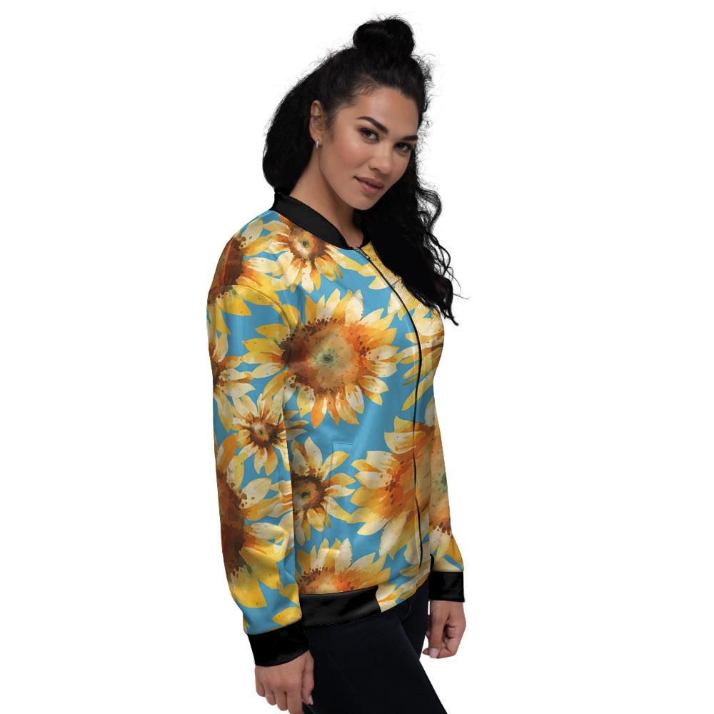 Blue Sunflower Women's Bomber Jacket-grizzshop