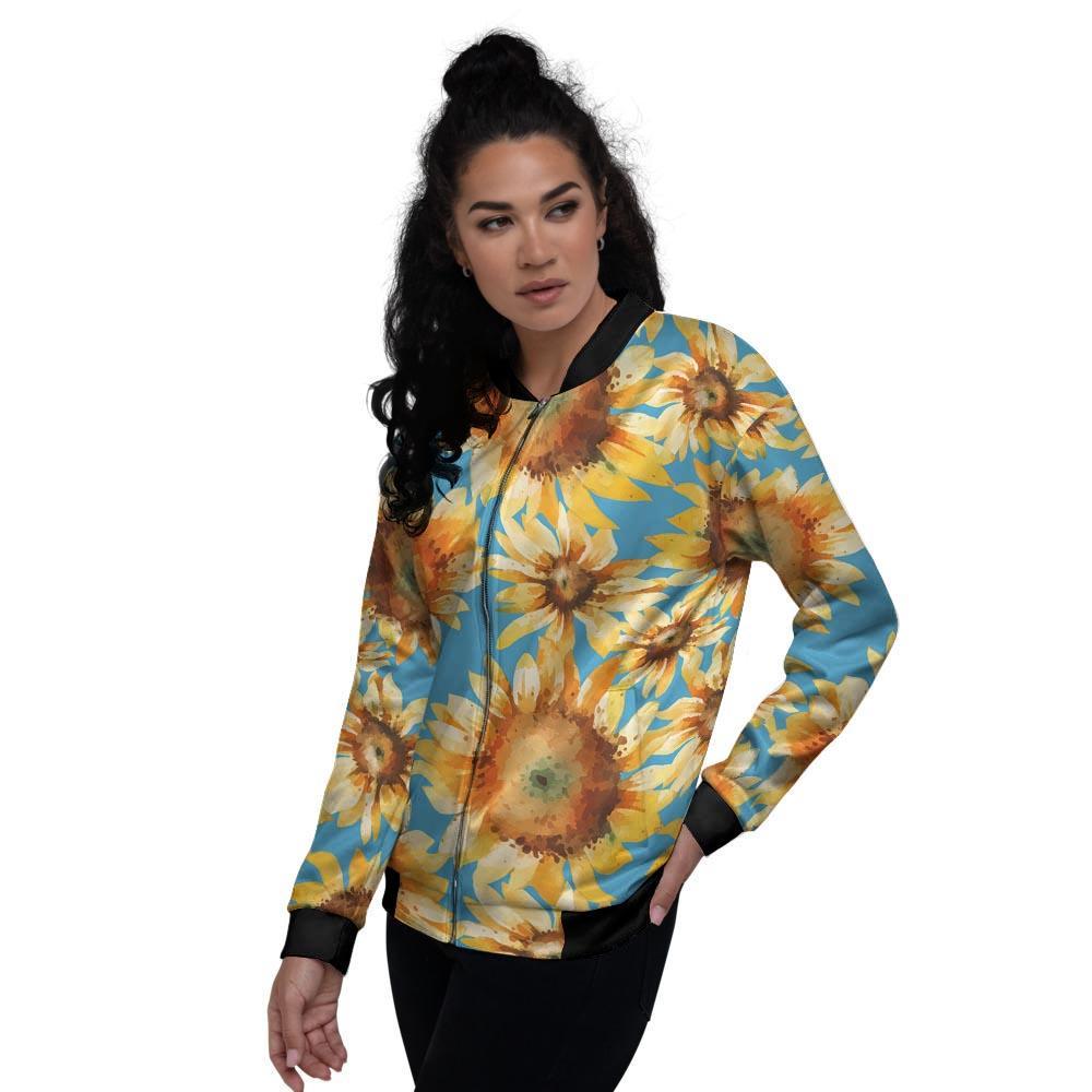 Blue Sunflower Women's Bomber Jacket-grizzshop