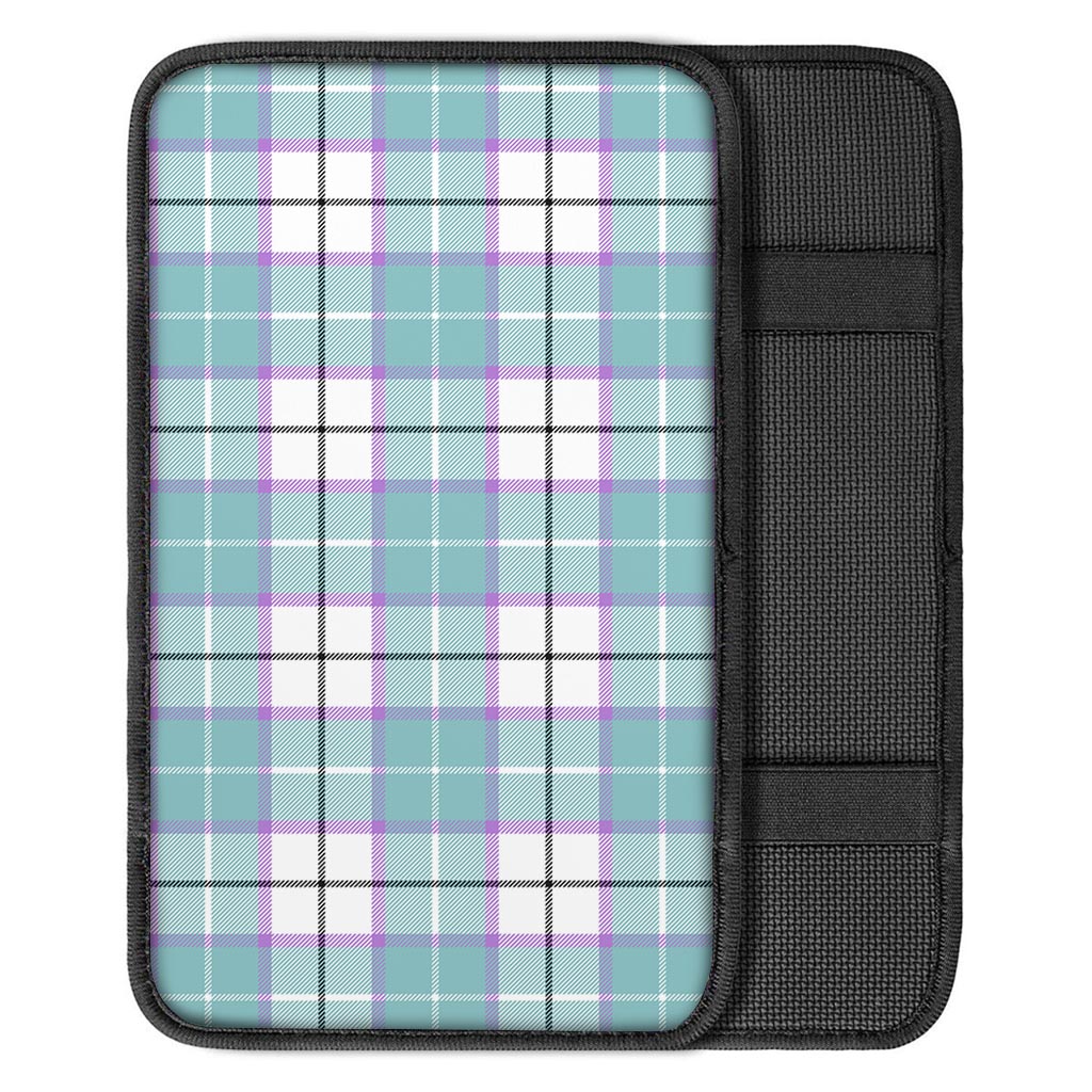 Blue Tartan Plaid Car Console Cover-grizzshop