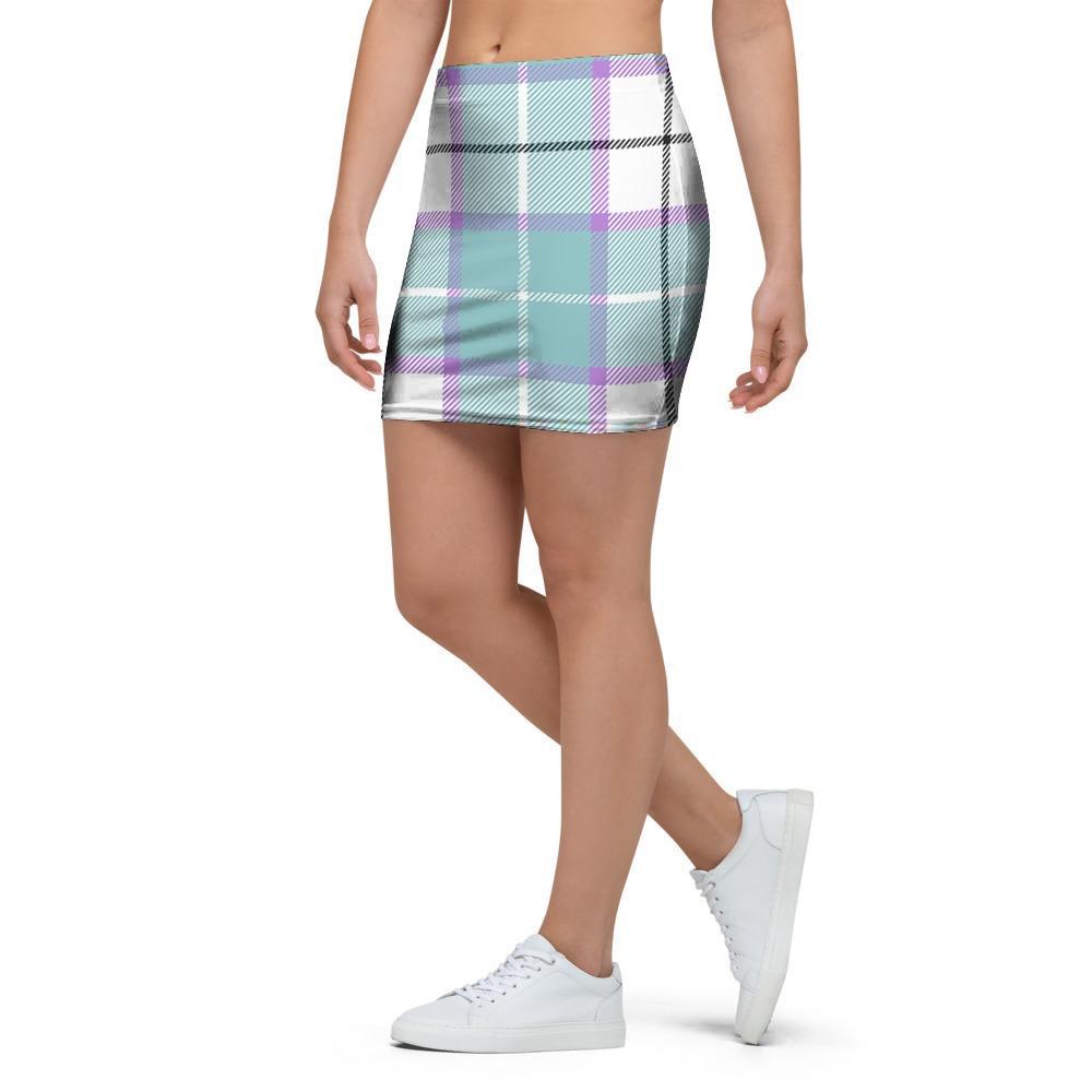 Blue Tartan Plaid Mini Skirt-grizzshop