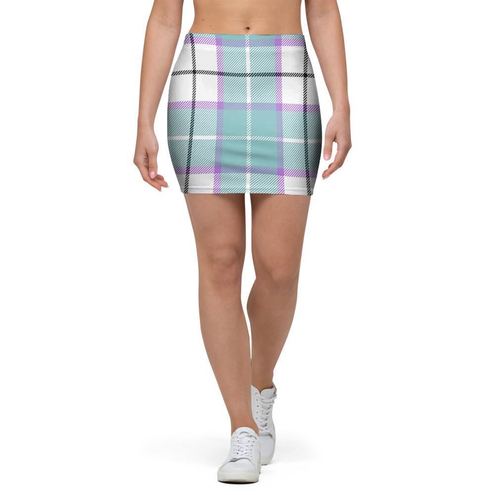 Blue Tartan Plaid Mini Skirt-grizzshop