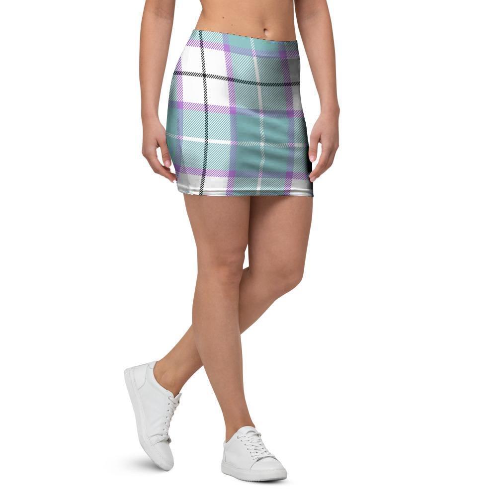 Blue Tartan Plaid Mini Skirt-grizzshop