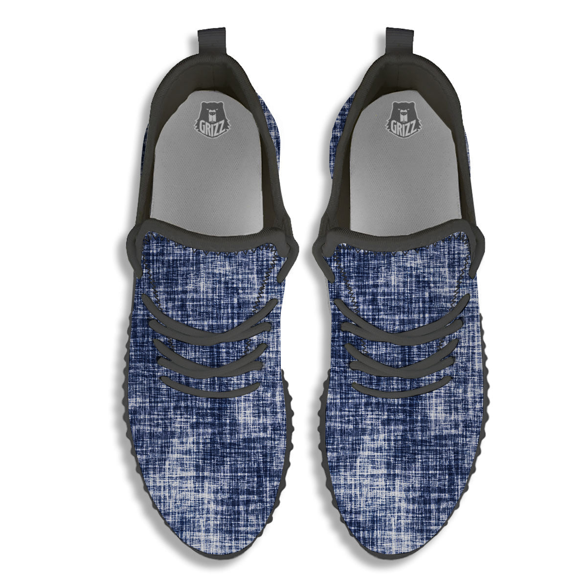 Blue Tie Dye Acid Wash Print Black Walking Shoes-grizzshop