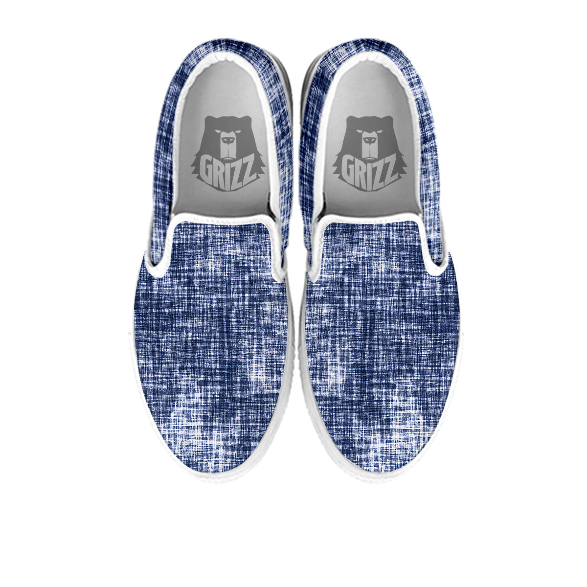 Blue Tie Dye Acid Wash Print White Slip On Shoes-grizzshop