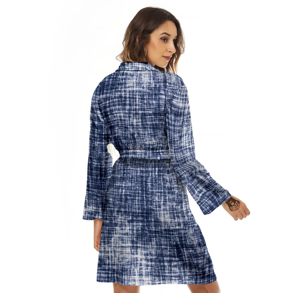 Blue Tie Dye Acid Wash Print Women's Robe-grizzshop