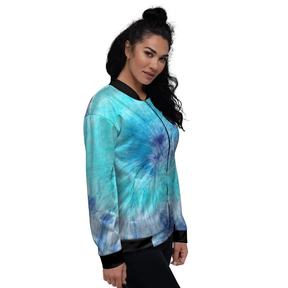 Blue Tie Dye Women's Bomber Jacket-grizzshop