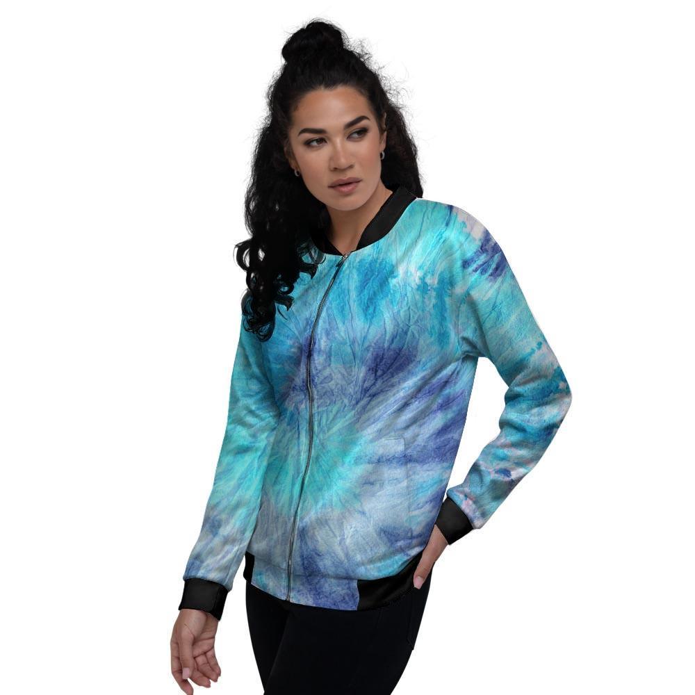 Blue Tie Dye Women's Bomber Jacket-grizzshop