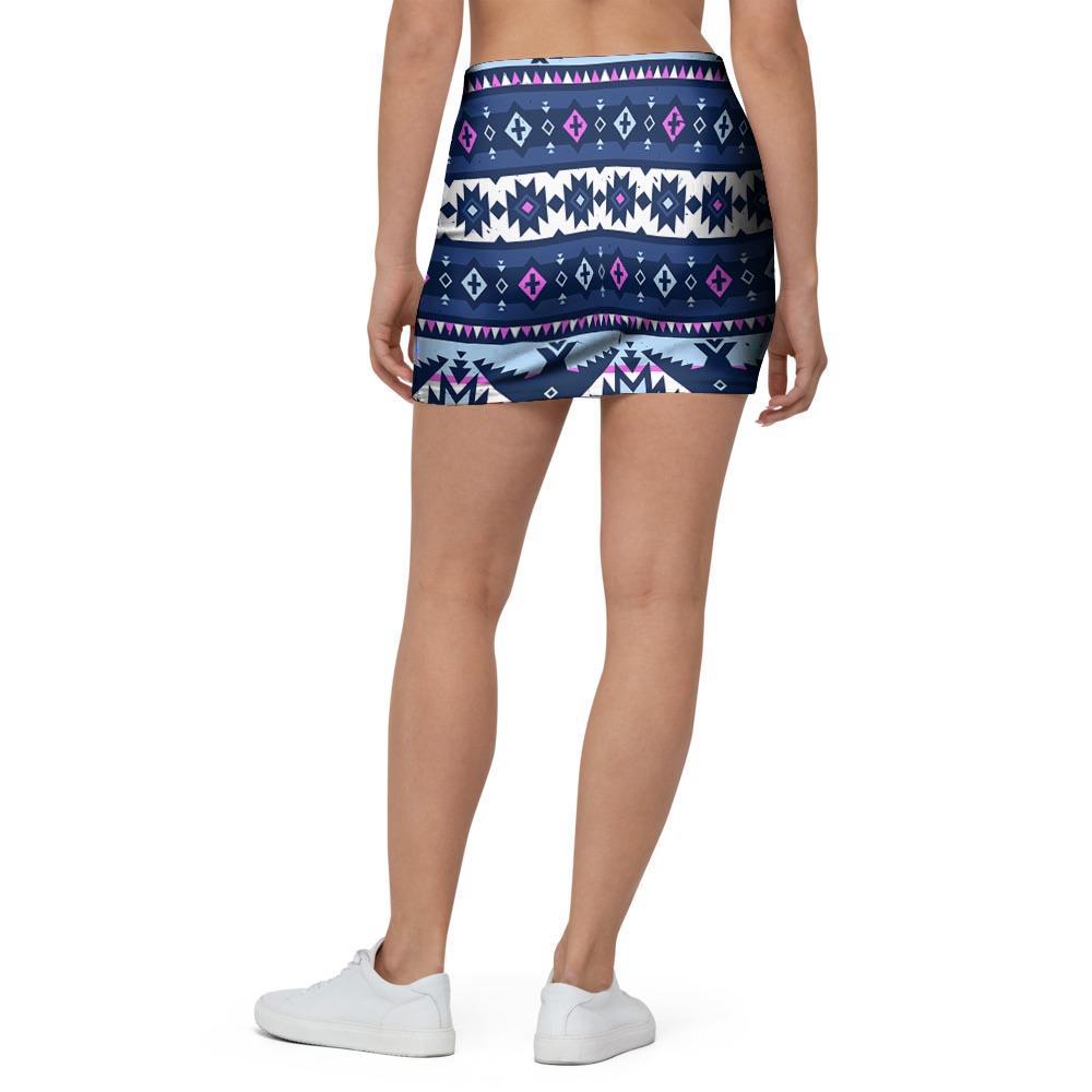 Blue Tribal Aztec Eagles Mini Skirt-grizzshop