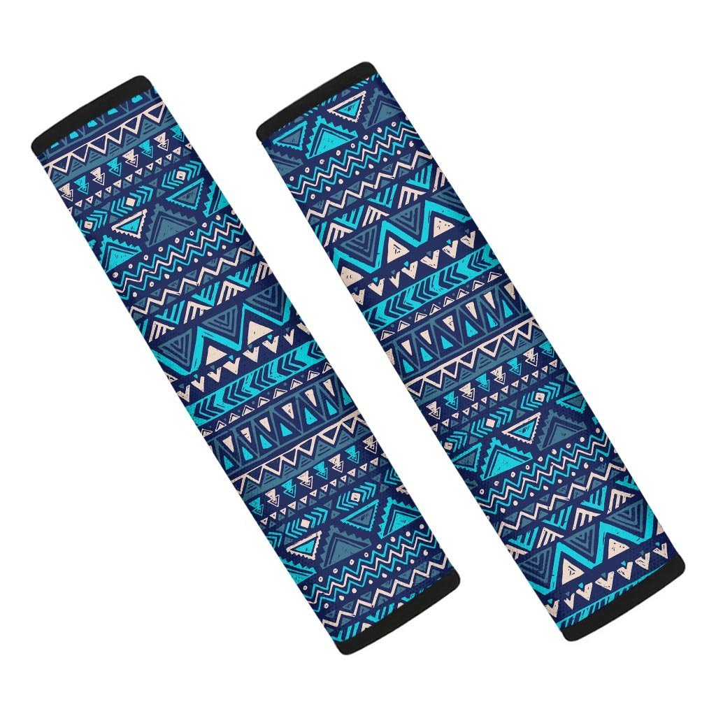 Blue Tribal Aztec Hand Drawn Seat Belt Cover-grizzshop