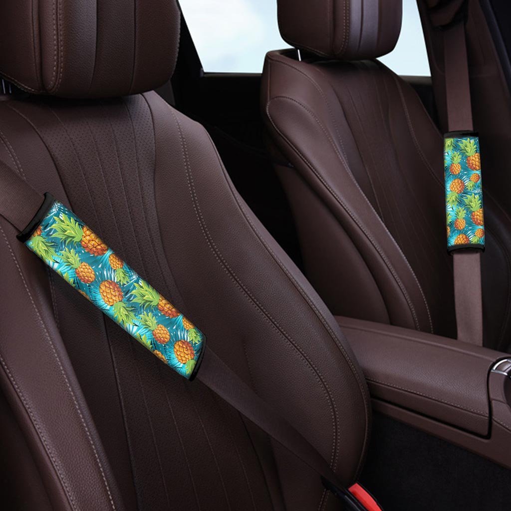 Blue Tropical Hawaiian Pineapple Print Seat Belt Cover-grizzshop