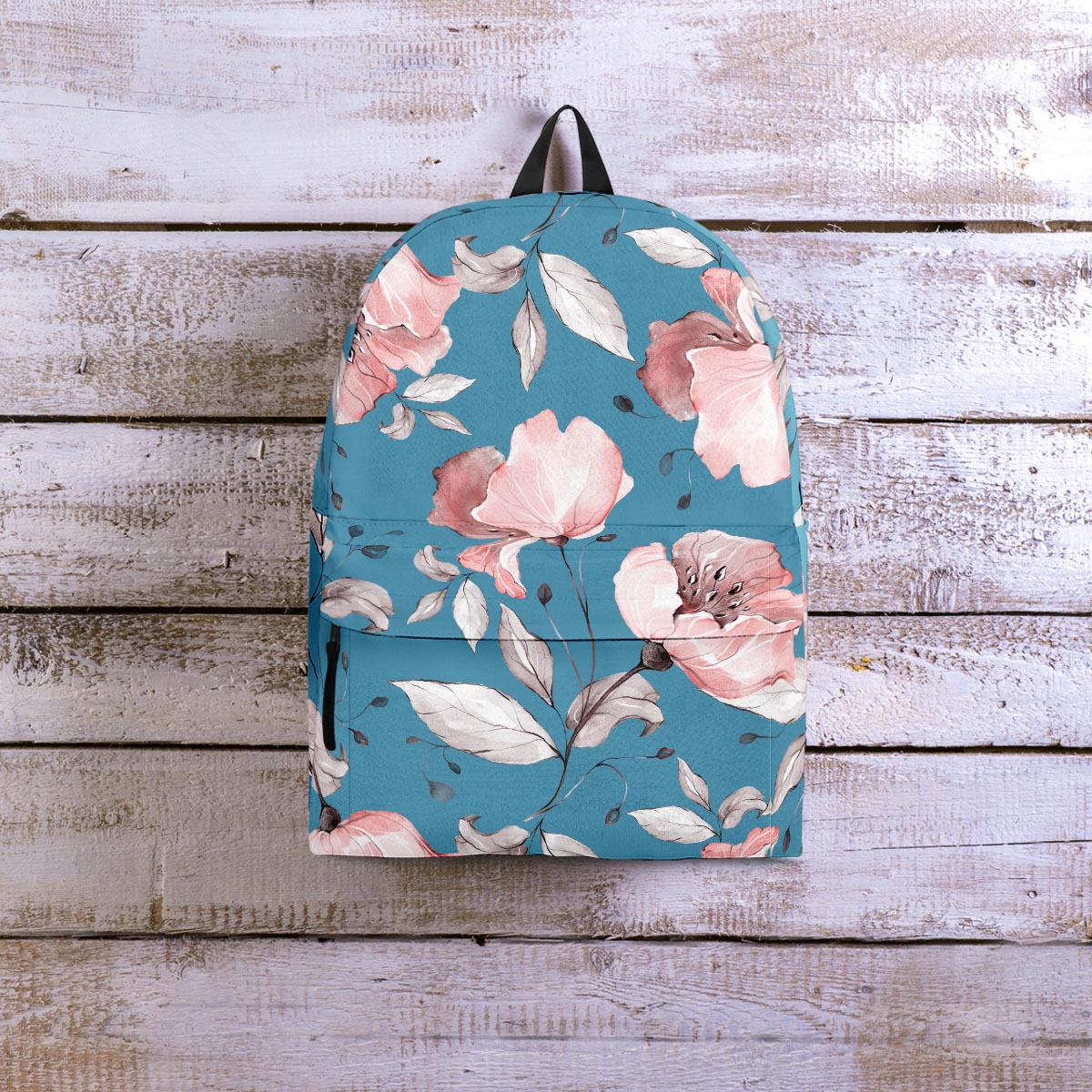 Blue Vintage Floral Print Backpack-grizzshop